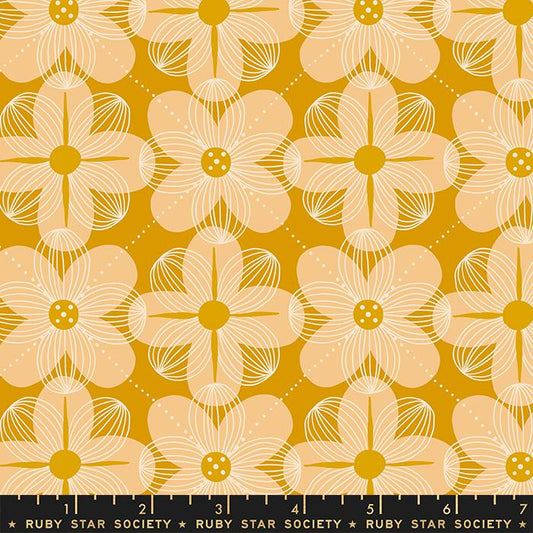 Floradora Dogwood Florals Cactus Yellow Metallic Jen Hewett of Ruby Star Society Moda Cotton Fabric