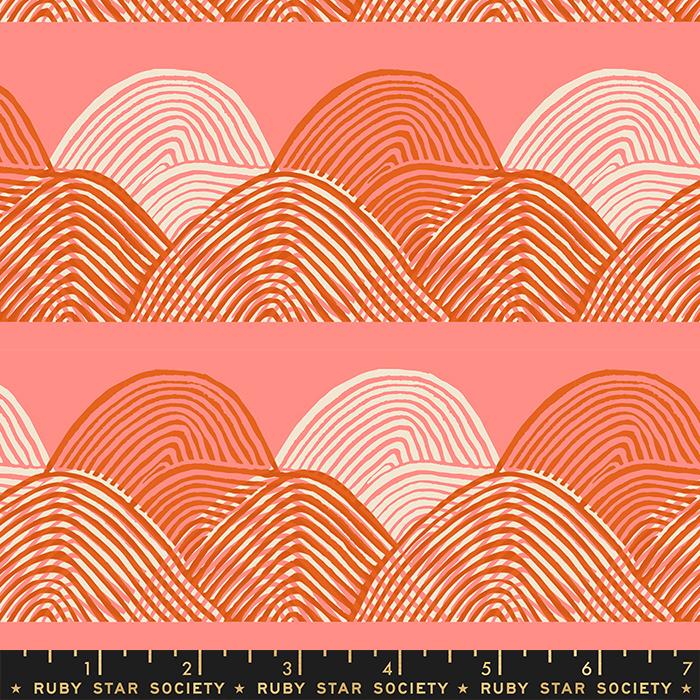 Floradora Headlands Geometric Stamp Mountain Melon Orange Jen Hewett of Ruby Star Moda Cotton Fabric