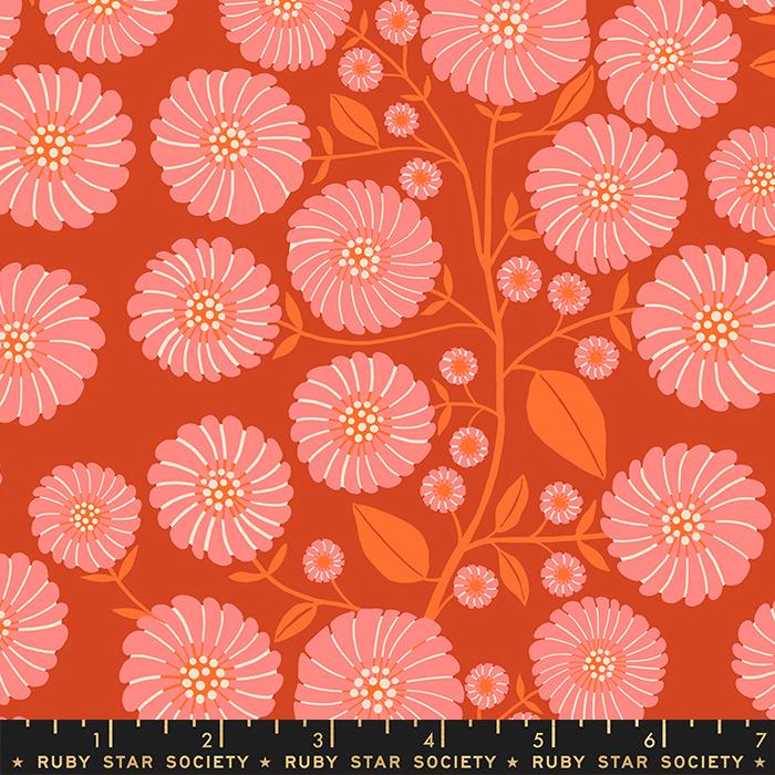 Floradora Starflower Florals Cayenne Red Orange Jen Hewett of Ruby Star Society Moda Cotton Fabric