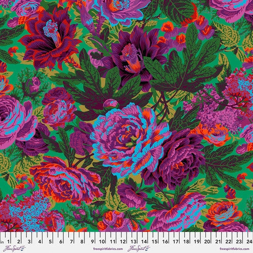 Floral Burst Green Philip Jacobs February 2023 Kaffe Fassett Collective Free Spirit Cotton fabric