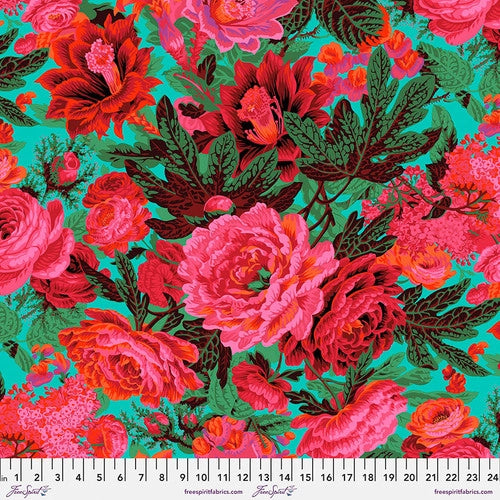 Floral Burst Maroon Philip Jacobs February 2023 Kaffe Fassett Collective Free Spirit Cotton fabric