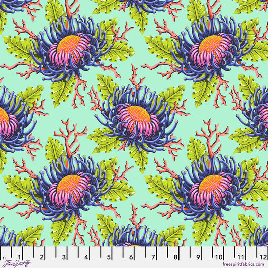 Floral Reef Friends & Anemones Seafoam Tula Pink Free Spirit Cotton Fabric FS-PWTP265.SEAFOAM