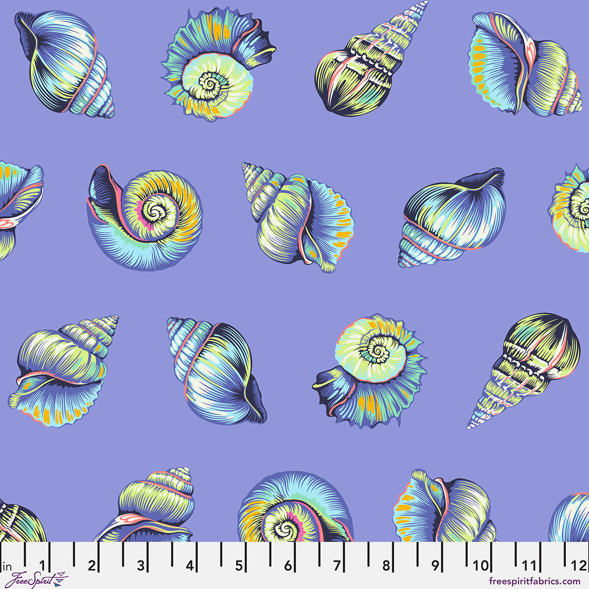 Floral Reef Lil Shelly Marine Tula Pink Free Spirit Cotton Fabric FS-PWTP266.MARINE