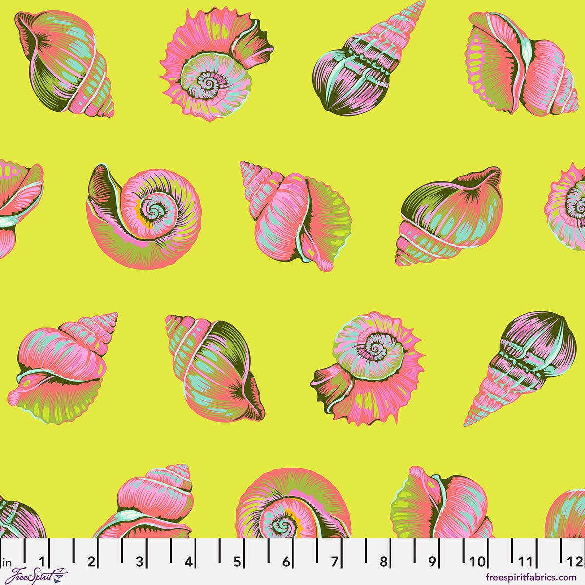 Floral Reef Lil Shelly Seagrass Tula Pink Free Spirit Cotton Fabric FS-PWTP266.SEAGRASS