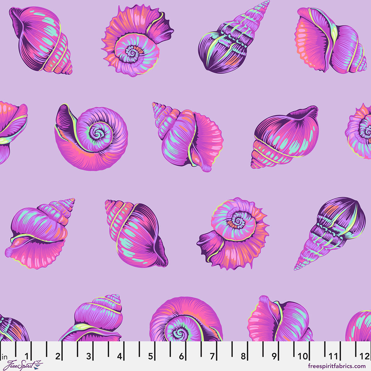 Floral Reef Lil Shelly Ultraviolet Tula Pink Free Spirit Cotton Fabric FS-PWTP266.ULTRAVIOLET