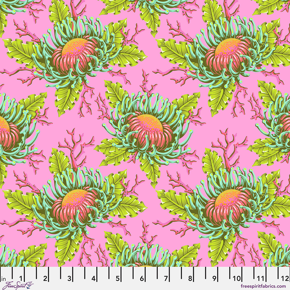 Floral Reef Friends & Anemones Coralline by Tula Pink Free Spirit Cotton Fabric FS-PWTP265.CORALLINE