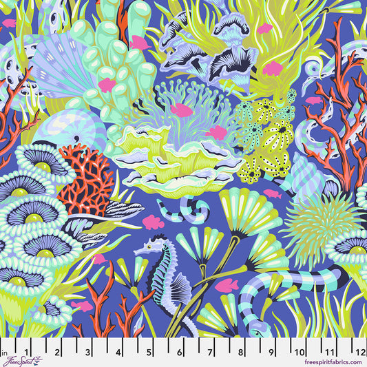 Floral Reef Reef What You Sew Marine Tula Pink Free Spirit Cotton Fabric FS-PWTP264.MARINE
