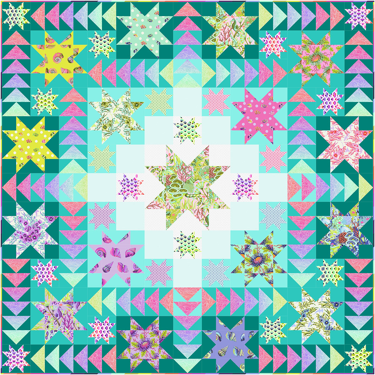 Floral Reef Sea Stars Quilt - FREE PATTERN