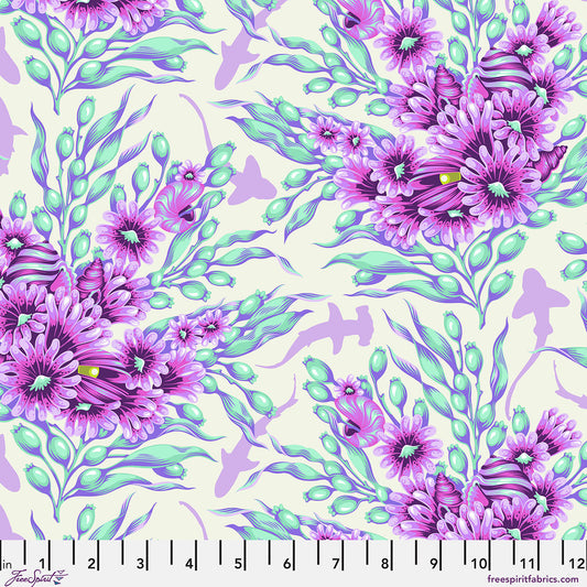Floral Reef Shadow Sharks Ultraviolet Tula Pink Free Spirit Cotton Fabric FS-PWTP267.ULTRAVIOLET
