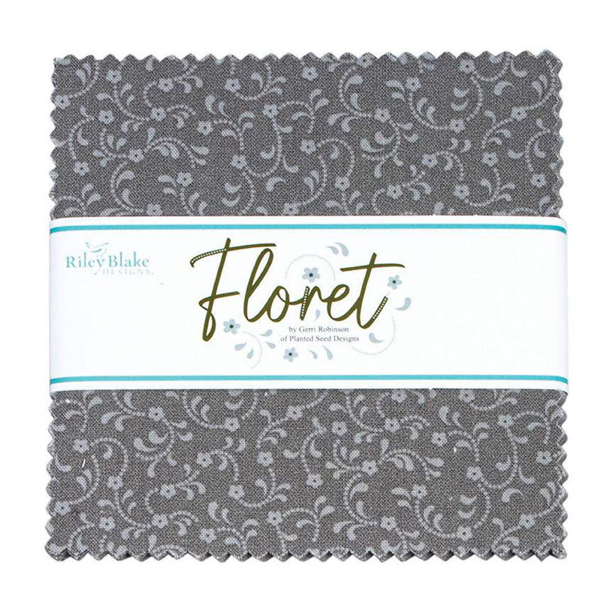 Floret 5" Square Stacker Gray Gerri Robinson Riley Blake DesignsCotton Fabric