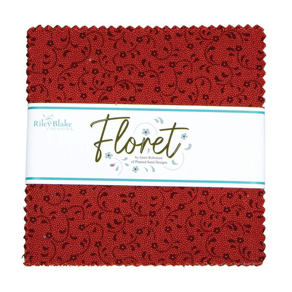 Floret 5" Square Stacker Red Gerri Robinson Riley Blake DesignsCotton Fabric