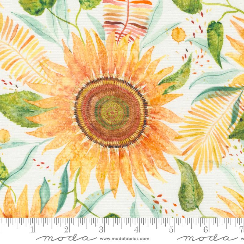 Floribunda Sunflower Power Large Floral Cloud White Create Joy Project Moda Cotton Fabric