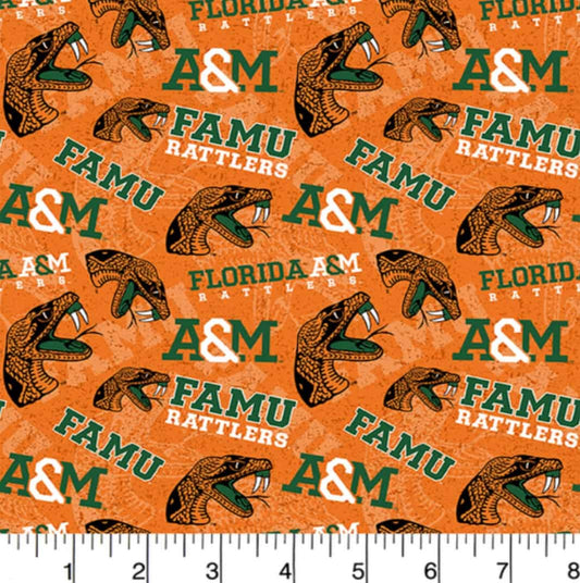 Florida A&M Rattlers NCAA College Tone on Tone Sykel Cotton Fabric