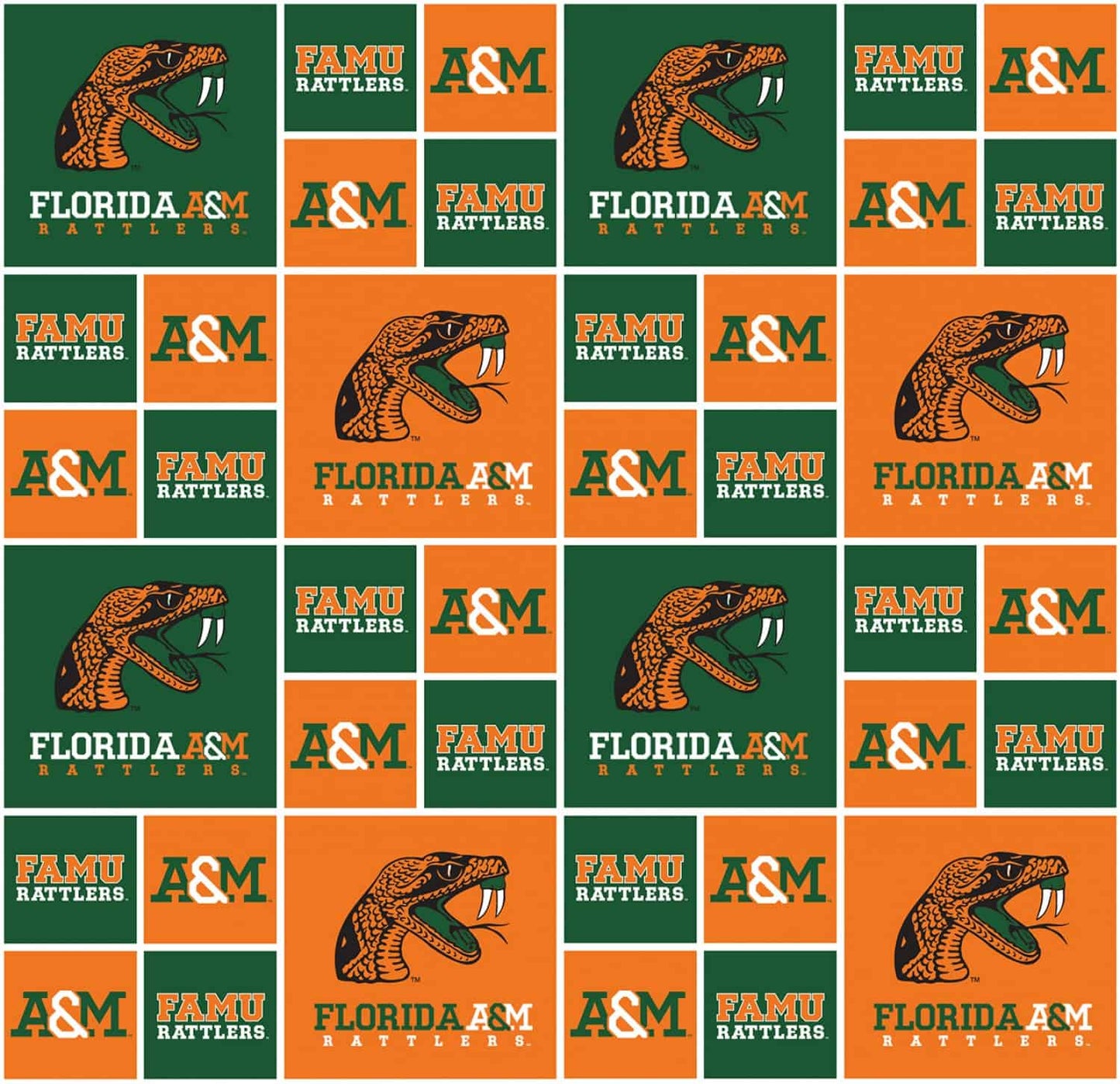 Florida A&M Rattlers NCAA College FAMU Box Sykel Cotton Fabric