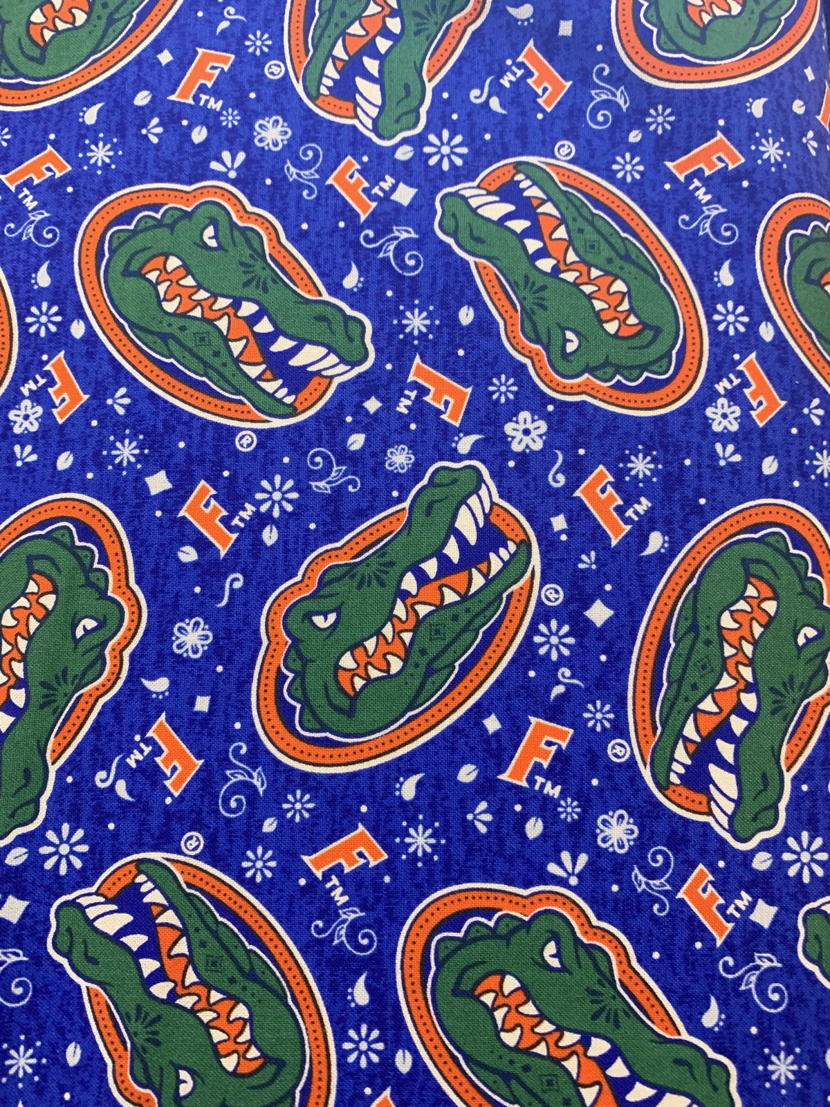 Florida Gators NCAA Alligator Sugar Skull Sykel Cotton Fabric