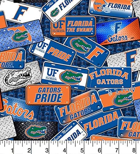 Florida Gators NCAA College License Plate Sykel Cotton Fabric