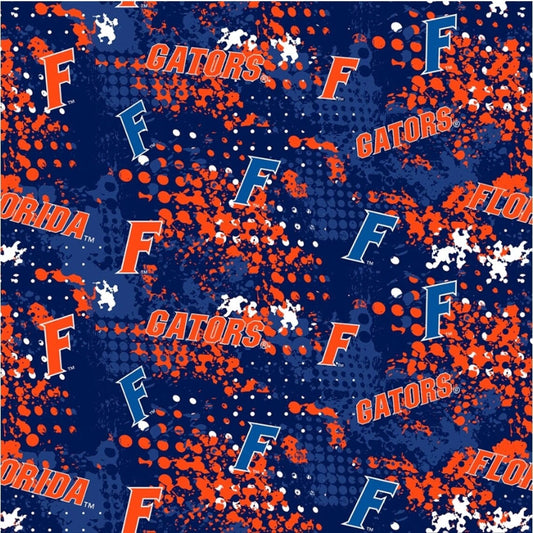 Florida Gators NCAA College Splatter Blue Sykel Cotton Fabric