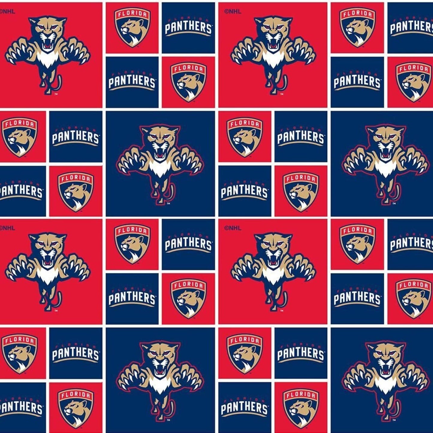 Florida Panthers NHL Hockey Box Design Cotton Fabric