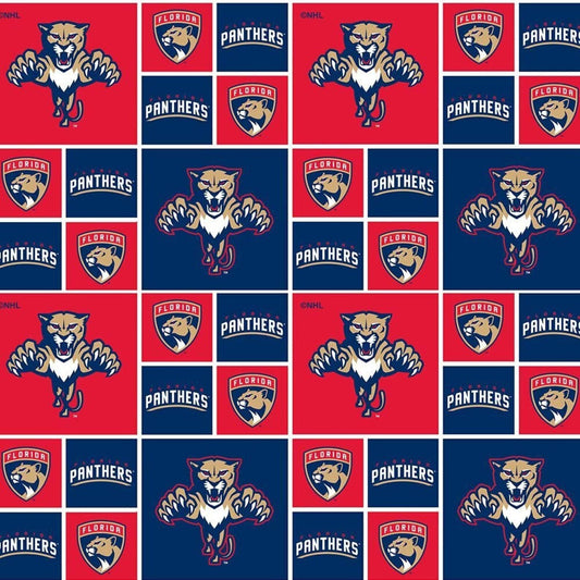 Florida Panthers NHL Hockey Box Design Cotton Fabric