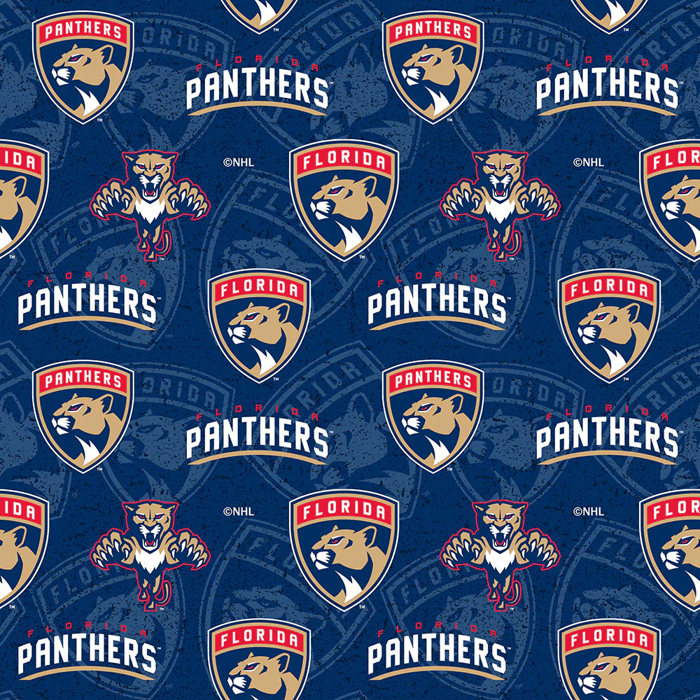 Florida Panthers NHL Hockey Tone on Tone Cotton Fabric