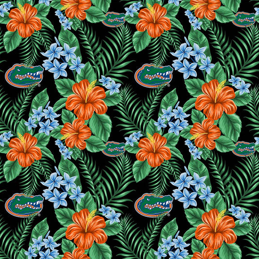 Florida Gators NCAA College Tropical Palm Allover Cotton Fabric