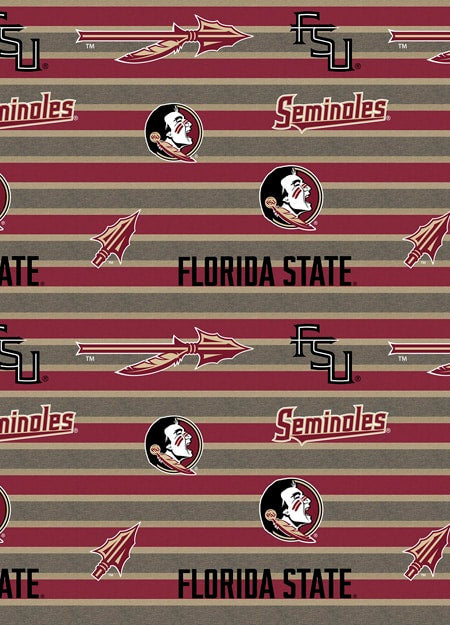 Florida State Seminoles NCAA College FSU Polo Stripe Sykel Cotton Fabric