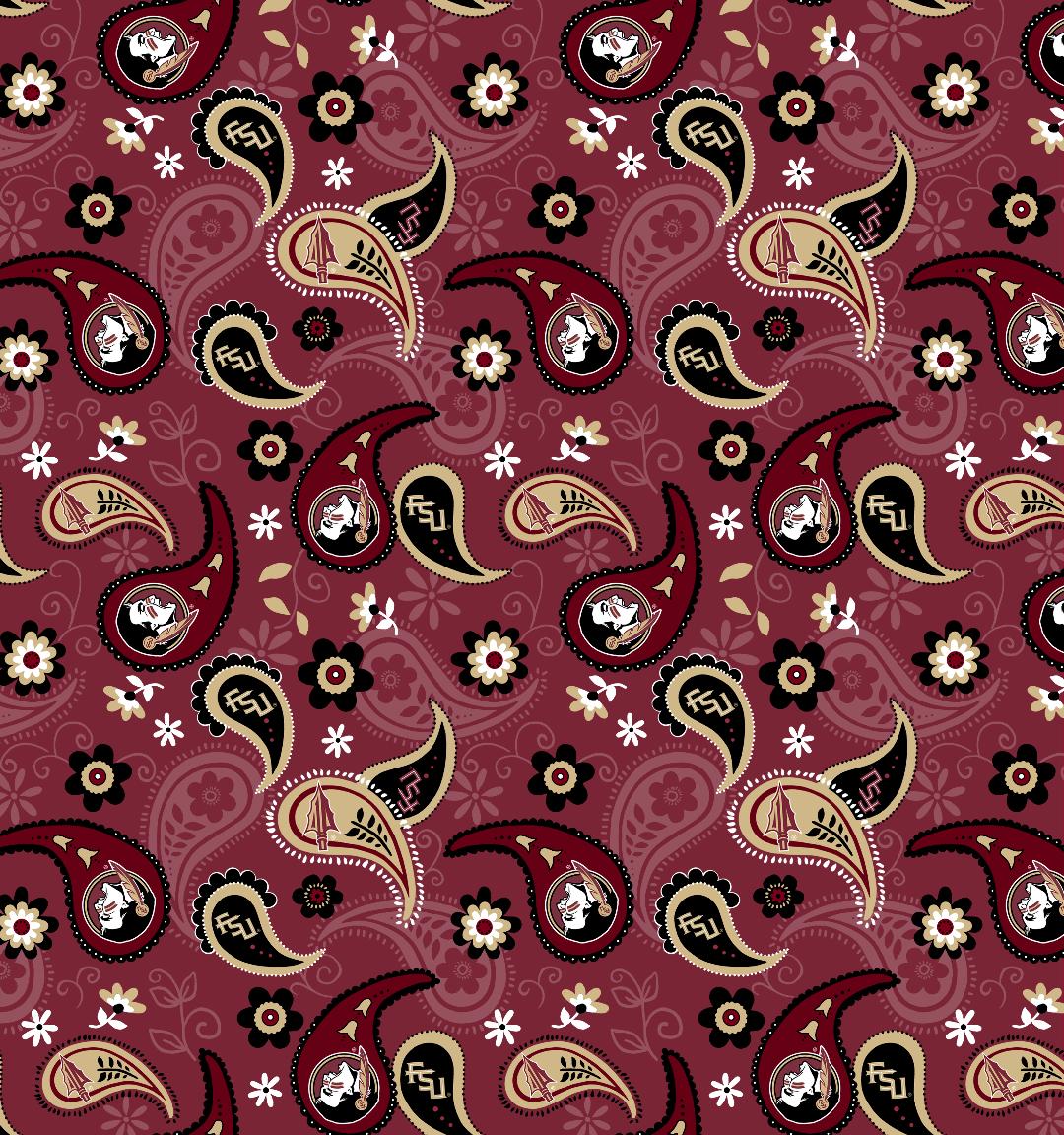 Florida State Seminoles NCAA College Paisley Bandana Sykel Cotton Fabric