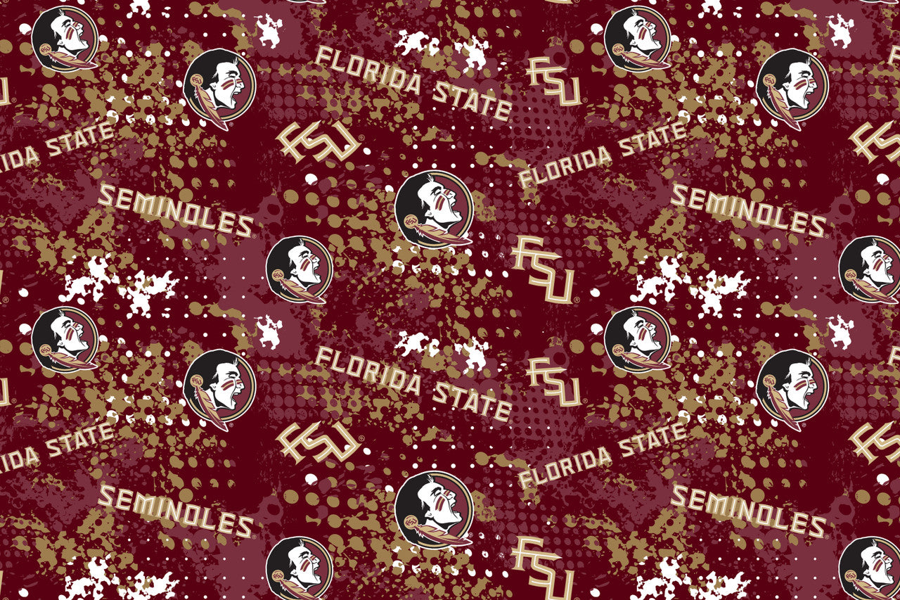 Florida State Seminoles NCAA College Splatter Sykel Cotton Quilting