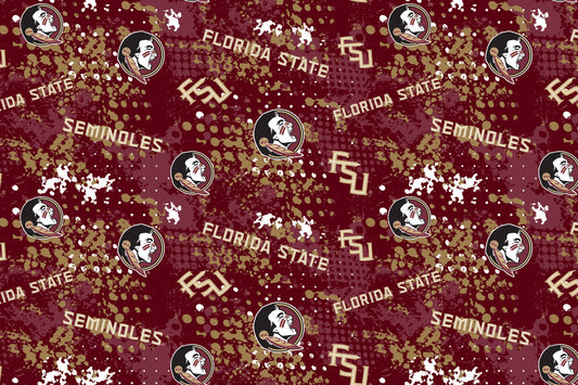 Florida State Seminoles NCAA College Splatter Sykel Cotton Quilting