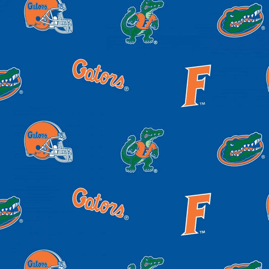 Florida Gators NCAA College Allover on Blue Cotton Fabric