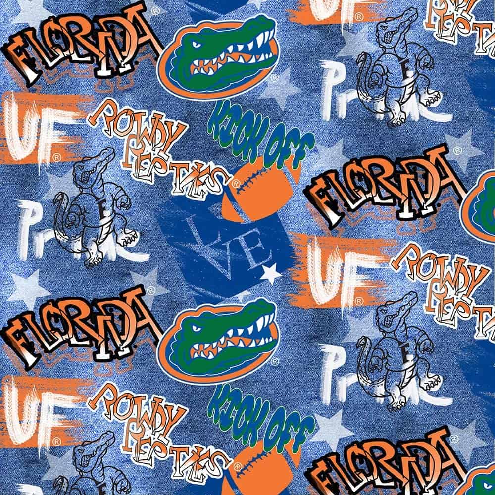 Florida Gators NCAA College Graffiti Sykel Cotton Fabric