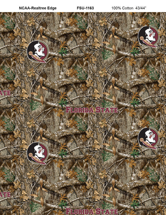 Florida State Seminoles NCAA College Realtree Camo Sykel Enterprises Cotton Fabric SYK-FSU-1163