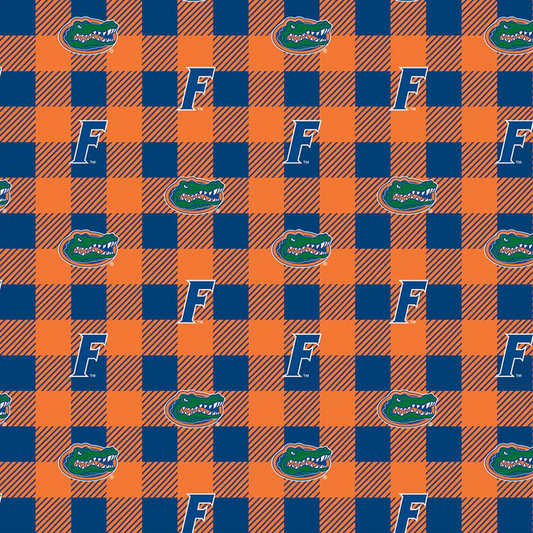Florida Gators NCAA College Buffalo Plaid Sykel Enterprises Polyester Fleece Fabric FL-1190