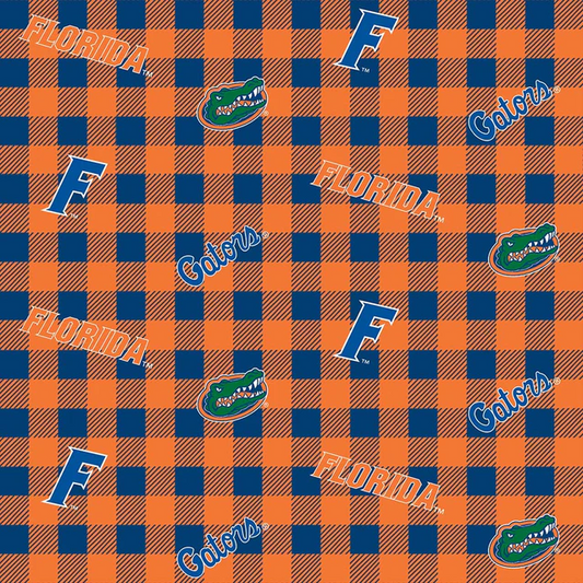 Florida Gators NCAA College Check Sykel Enterprises Cotton Flannel Fabric FL-1192