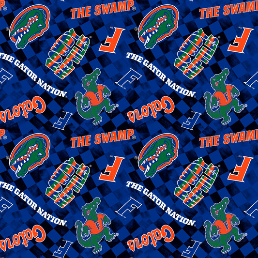 Florida Gators NCAA College Checks Royal Sykel Enterprises Canvas Duck Cloth Cotton Fabric FL-1380-ROYAL