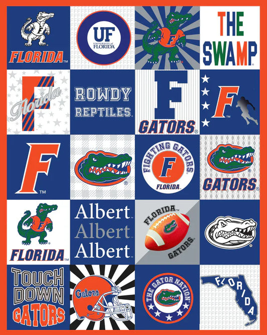 Florida Gators NCAA College Collegiate T-Shirt Panel 60"x60" Sykel Enterprises Polyester Minky Fabric SYK-FL-1362