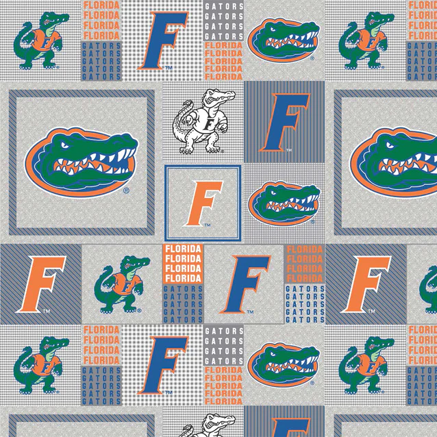 Florida Gators NCAA College Grey Box Sykel Enterprises Polyester Fleece Fabric FL-158 | US Fabric Shop