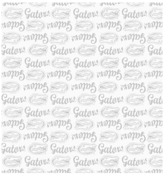 Florida Gators NCAA College White on White Mini Pigment Print Sykel Enterprises Cotton Fabric FL-1393-W