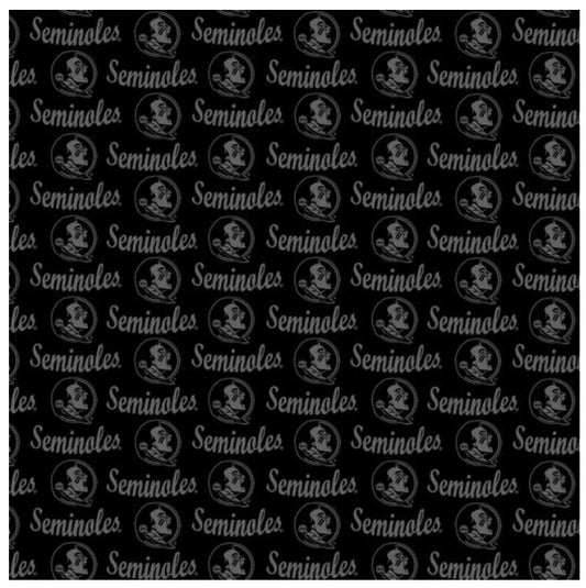 Florida State Seminoles NCAA College Black on Black Mini Pigment Print Sykel Enterprises Cotton Fabric FSU-1393-BL