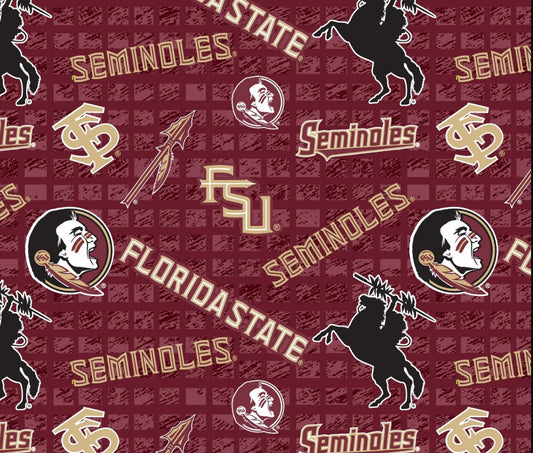 Florida State Seminoles NCAA College 108'' Wide back Allover Sykel Enterprises Cotton Fabric FSU-1395