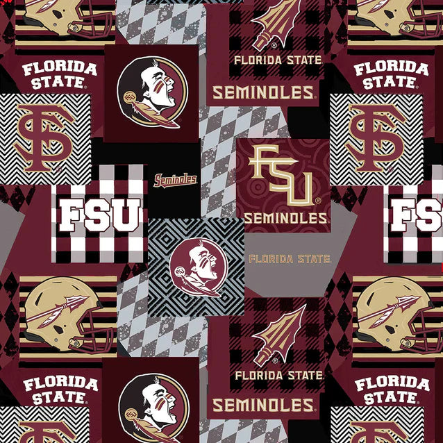 Florida State Seminoles NCAA College Collegiate Minky Geo Sykel Enterprises Polyester Fabric SYK-FSU-1367