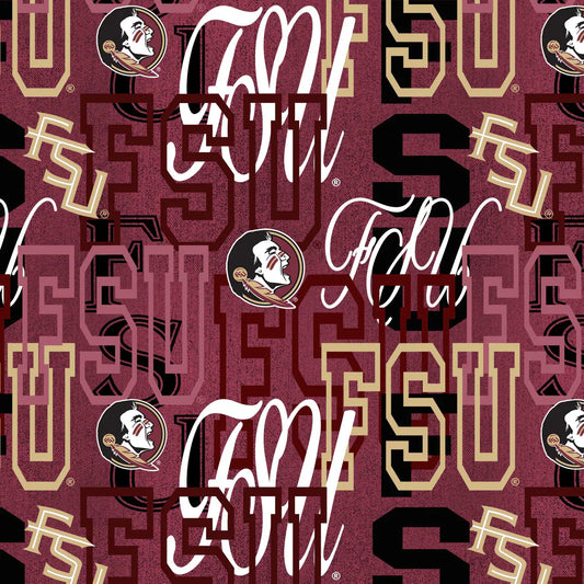 Florida State Seminoles NCAA College Letters Sykel Cotton Fabric SYK-FSU-1372