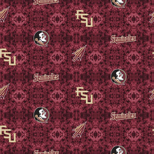 Florida State Seminoles NCAA College Tie Dye Sykel Enterprises Cotton Flannel Fabric FSU-1191