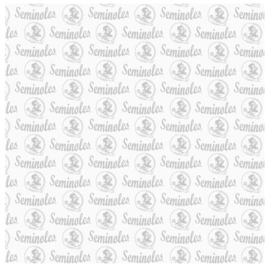 Florida State Seminoles NCAA College White on White Mini Pigment Print Sykel Enterprises Cotton Fabric FSU-1393-W