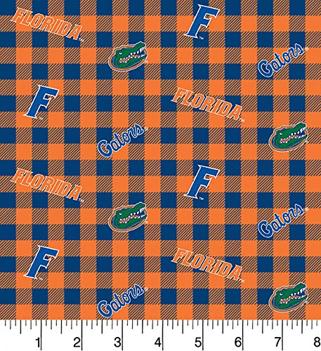 (SOLD PER BOLT) Florida University Gators NCAA College Buffalo Plaid Design Sykel Enterprises Cotton Fabric SYK-FL-1207-FB