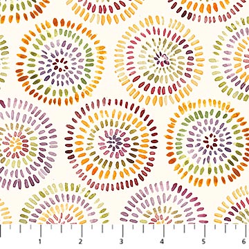Flourish Circles Cream Hina Mirza Figo Northcott Fabrics Cotton Fabric NC-91176-11