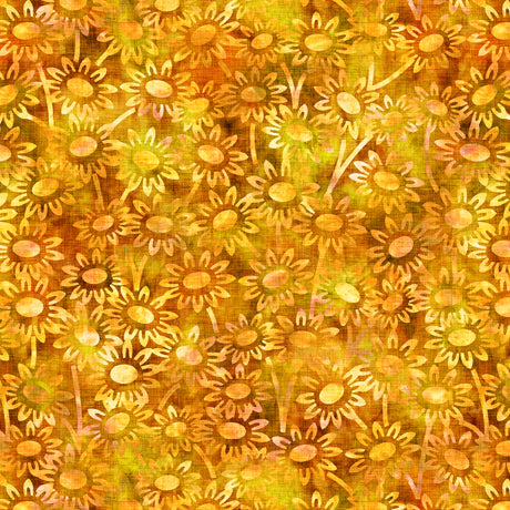 Flower Child Directional Floral Gold Dan Morris Quilting Treasures Fabrics Cotton Fabric