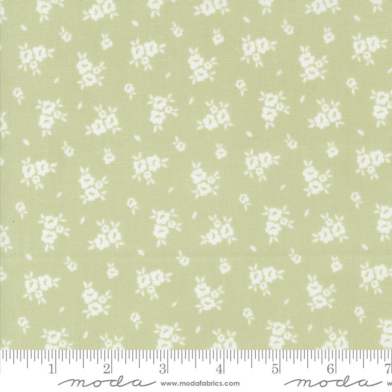 Flower Girl Blooms Small Floral Pear Light Green My Sew Quilty Life Moda Cotton Fabric