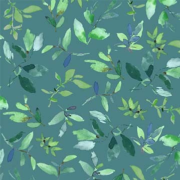 Flower Lake Leaves Mari Green Michael Miller Cotton Fabric