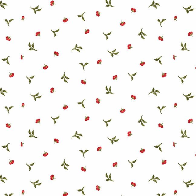 Flower Market Small Tossed Leaves and Flowers White Multi Jessica Mundo Henry Glass Cotton fabric